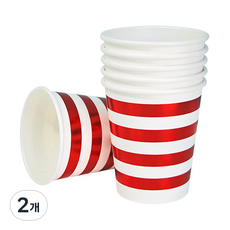 피플스파티 파티컵 240ml 스트라이프 18P, 메탈릭레드, 2개