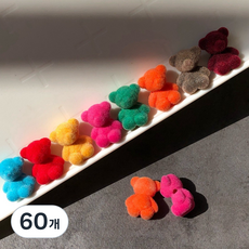 비즈정원 비즈부자재 벨벳곰돌이비즈 벨벳비즈 DIY데코덴키링 폰스트랩 백참, 60개, 레드