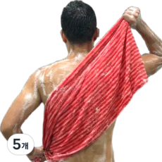 심플린 강력 각질 제거 까칠한 까슬한 시원한 와이드 샤워타월, 레드, 5개, 1개입