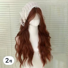 밤갈색 태모팔자앞머리 롱빅웨이브가발 한류루즈감성 피부보정 데일리 전체가발, 2개, brown