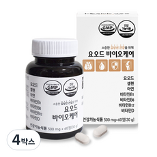 (소비기한 2026.05.15) 갑상선 영양제 요오드 추천 아이오딘 면역 멀티비타민 요오드 바이오케어 2개월분, 4박스, 60회분