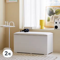 아르볼가구 스퀘어 방석 수납벤치 소파 틈새장 수납장, 2개, 800_화이트
