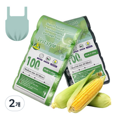 손잡이형 옥수수 전분 비닐봉투, 15L, 2개