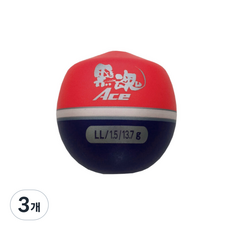 키자쿠라 흑혼 에이스 LL 벵에돔 감성돔 구멍찌, 3개, 레드 1.5호