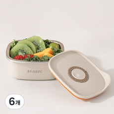 SGAKIC 스텐 밀폐용기 전자렌지 반찬통 연마제 없는 김치통 냉장고정리, 6개