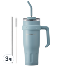 허니앤버니 텀블러 대용량 스텐 보온 보냉 차량용 빨대 손잡이, 3개, 1100ml, 스카이 블루