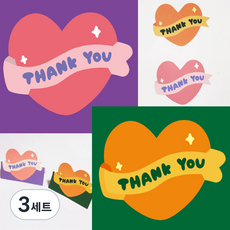 포유 스티커 하트 스티커 구디백 답례품 선물 포장 편지 엽서 스티커 빵 포장 스티커 베이킹 청첩장 선샤인마켓, 3세트, 10. 땡큐 하트 핑크 ( 72매)