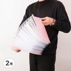 아코디언 파일 13포켓 A4 심플 서류정리, 2개, 블랙