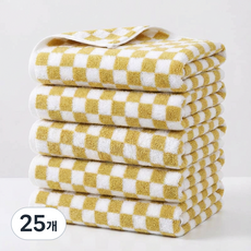 융풍 수건 호텔 수건 포근한 부드러움 체크 패턴 수건으로 행복한 시간을, 25개, 머스타드 체크