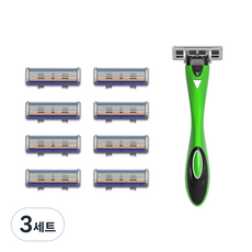 HUMAN 면도기 + 3중 면도날 세트 질레트 마하3 호환, 3세트