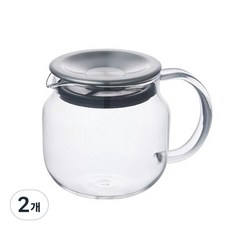 킨토 원터치 티팟 스테인리스 - 내열유리 차거름망 티포트, 2개, 450ml, 클리어 2개, 450ml, 클리어