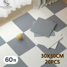 스타일닥터 거실 침실 접착식 퍼즐매트 미끄럼방지 카페트타일 재활용 흡착 바닥 조각매트 소음 완화 바닥재, 60개, 미백색