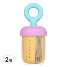 보이오 후르츠팟 과일 샐러드 도시락통 밀프랩 용기 미니 링 푸르트 컵, 2개, 라즈베리옐로