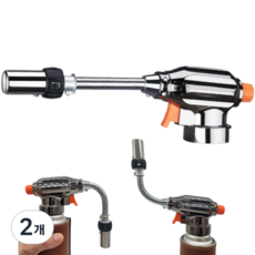 MANTOOL 원터치 자동점화 롱 가스 토치 각도조절 캠핑 요리, 2개, 티타늄블랙