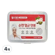 헬스데이 순면 멸균 면봉(개별포장_성인용)100P/위생적인면봉, 4개, 100개입
