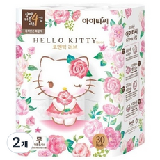 ITC 헬로키티 로맨틱 러브 4겹 천연펄프 롤화장지, 25m, 30롤, 2개
