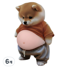 시바견 고양이 스티커 문콕 충돌방지 자파믹스 말랑이 장난감, 뱃살강아지, 6개
