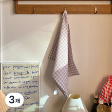 체크 키친크로스 고리디자인 다용도덮개 국내생산 12color, 3개, 8) 보라