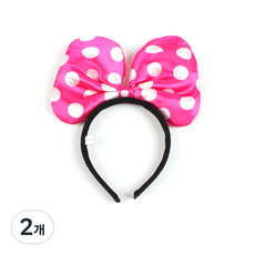 피플스파티 땡땡이리본머리띠 소 3개입, 2개, 핑크