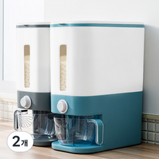 YMB 인테리어 쌀통 8KG 원터치 쌀 잡곡 보관 통 미니 쌀항아리 계량, 그레이