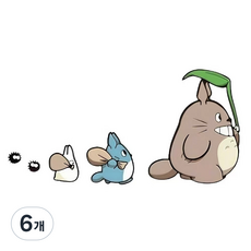 미리아 차량용 스티커 이웃집 토토로 데코 스티커, 6개, 오른쪽으로 향한 토토로
