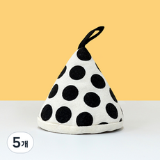 헤이까야 고깔 냄비손잡이 패브릭 주방장갑 냄비 뚜껑 꼬깔미니손잡이, 도트-블랙, 5개