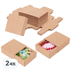 20개 종이 재질 사탕 상자 슬라이딩 선물 상자 화이트 8.3cmX8.3cm, 버리우드, 2세트