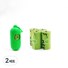 도그팜 강아지 배변봉투 케이스 + 리필봉투, 2세트, 60개입, 그린