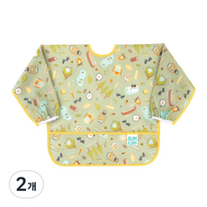 범킨스 긴팔 이유식 턱받이, 2개, 1개입