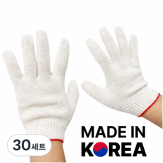 민토리 국산 여성용 면장갑 목장갑 작업장갑 M사이즈 40G 오래쓰는 여성용 소량, 화이트, 30세트