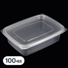 버디팩 PP 고강도 투명 사각용기 1000ml 밀폐용기 전자렌지 가능, 100세트, 1개
