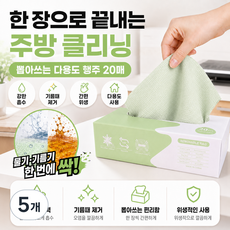 뽑아쓰는 극세사 행주 20매 빨아쓰는 주방 일회용 행주 다용도 청소포, 5개, 20