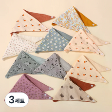 아기 삼각 턱받이, 3세트, 5개입, 색상 랜덤