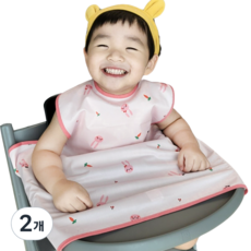 벨베이비 식탁일체형 방수 턱받이 나시 부분커버, (리뉴얼)핑크 토끼, 2개, 1개입