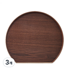 나무사랑 국내생산 우드 반달트레이, 3개, 블랙