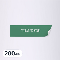 사심데코 선물포장 사각 스티커, THANKYOU(그린), 200개입