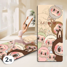 FATTYS 라부부 키티 캐릭터 카펫 침대 러그 운동 요가 매트, 2개, 라부부3