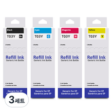 모노테크 엡손 호환잉크 세트 T03Y, 3세트, 검정+파랑+빨강+노랑