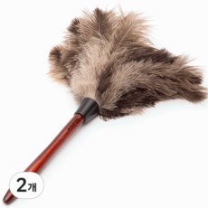 레브홈 먼지 흡착 타조털 먼지털이, 2개, 월넛