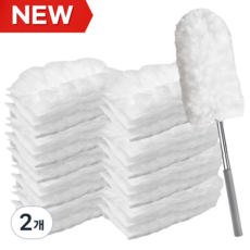 PDG 정전기 길이조절 먼지털이 핸들1P+리필20개, 화이트, 2개