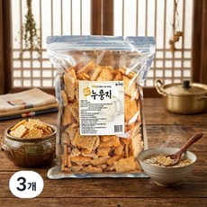 푸디헤븐 100% 우리쌀 구수한 도톰 한입 누룽지 지퍼백, 3개, 2kg
