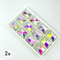 비즈라이프 쏘온스톤 직사각 크리스탈 AB, 2봉, 13*18mm