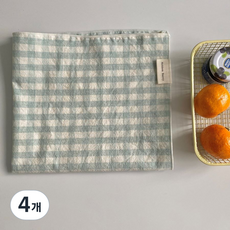 패브릭덮개 전자레인지 커버 체크테이블매트 촬영소품, 9.민트, 4개, 40*30
