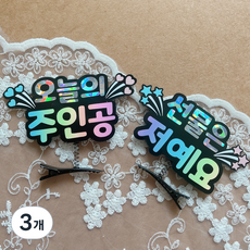 [달리아토퍼] 생일토퍼 생일이벤트 생일머리핀 생일 머리핀토퍼 스프링핀 예쁜핀, 3개, 오늘의주인공