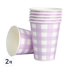 피플스파티 파티컵 8oz 체크무늬 18P, 라일락, 2개