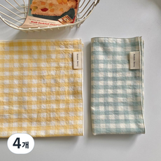 패브릭덮개 전자레인지 커버 체크테이블매트 촬영소품, 8.연노랑, 4개, 40*30