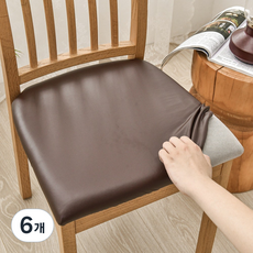 루루홈 PU 가죽 식탁 의자 방석 리폼 커버, 6개, 7. 브라운