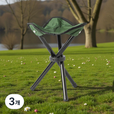공간뉴데이 스톤라이트 원터치 접이식 캠핑용 경량의자, 3개, 그린