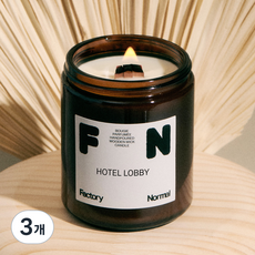 팩토리노멀 갈색병 우드심지 소이캔들 대형, 호텔 로비, 210g, 3개