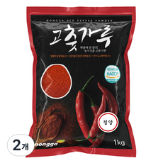 태양초 국산 청양 고추가루 아주매운맛 고운용, 2개, 1kg